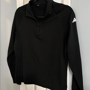 VTG Adidas Y2K Black Quarter Zip Light Weight Long Sleeve Pull Over Black